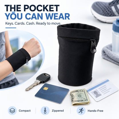 Zipper Running Wrist Wallet Stretchy Wrist Pouch for Keys Cards