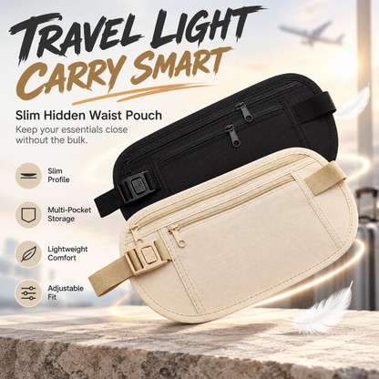 Slim Anti Theft Travel Money Belt Hidden Waist Wallet