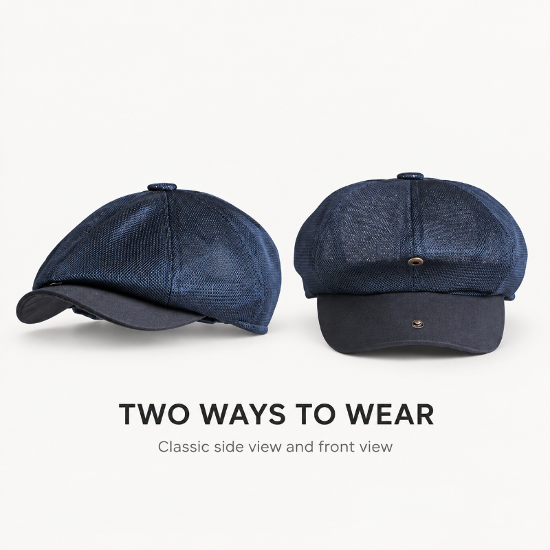 Breathable Mesh Newsboy Cap — 8-Panel Stretch Fit, Unisex.