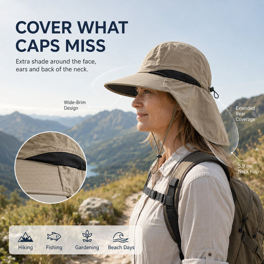 UPF 50+ Sun Hat with Neck Flap – Outdoor Bucket Hat