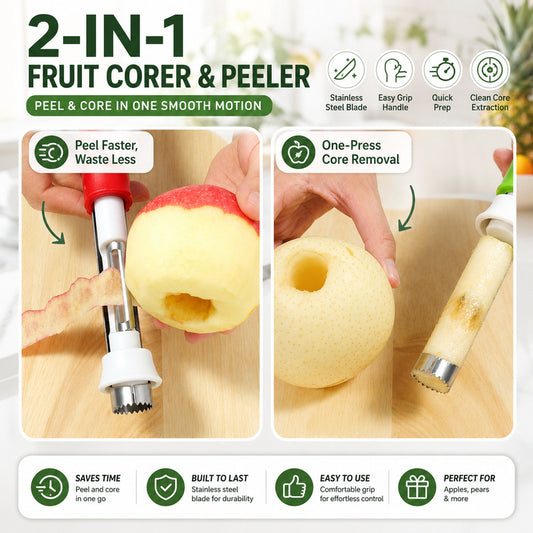 2-in-1 Apple Corer & Peeler – Stainless Steel Fruit Tool