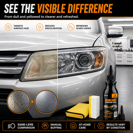 No-Drill Headlight Restoration Kit – DIY Cleaner Paste with Polishing Pad