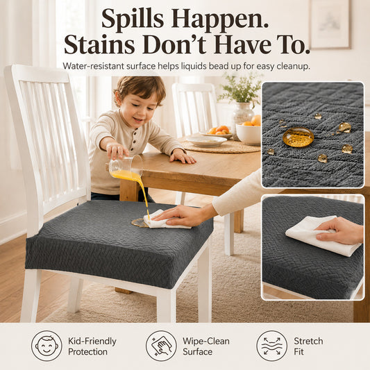 Stretch Waterproof Chair Cover - Soft Jacquard Dining Chair Slipcover