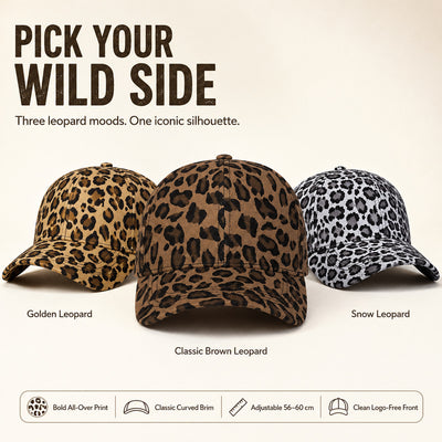 Breathable leopard-print baseball cap