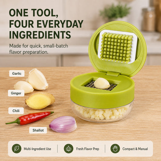 Manual Garlic Chopper with Container, Stainless Steel Blade Garlic Mincer Tool
