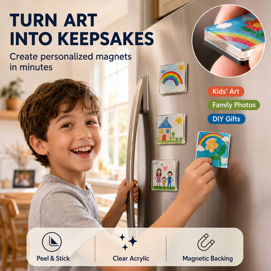 2"x2" Magnetic Acrylic Photo Frames – Clear DIY Fridge Magnets with Adhesive Back