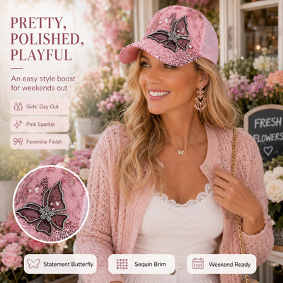 Rhinestone Butterfly Cap