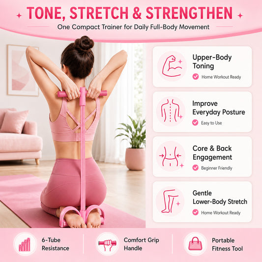 6-Tube Resistance Band – Multifunction Yoga Pedal Exerciser for Full Body Strength Training