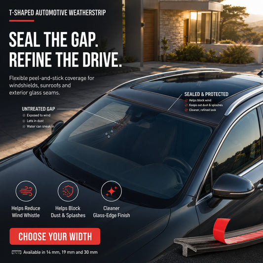 T-Shape Car Windshield Seal Strip – Universal Waterproof Weather Stripping for Front & Rear Windshield