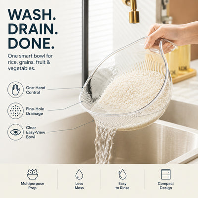 Multifunctional Rice Strainer Bowl with Handle