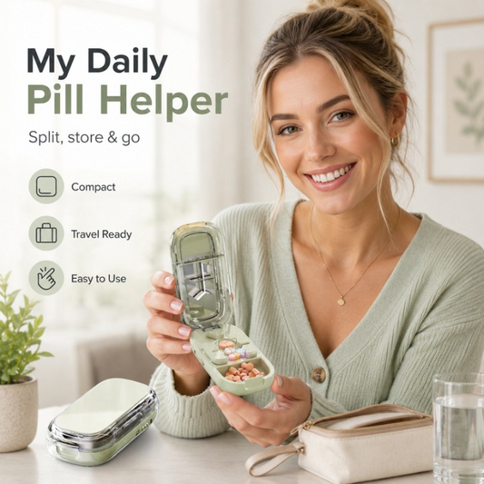 3-in-1 Pill Splitter & Organizer with Storage Case