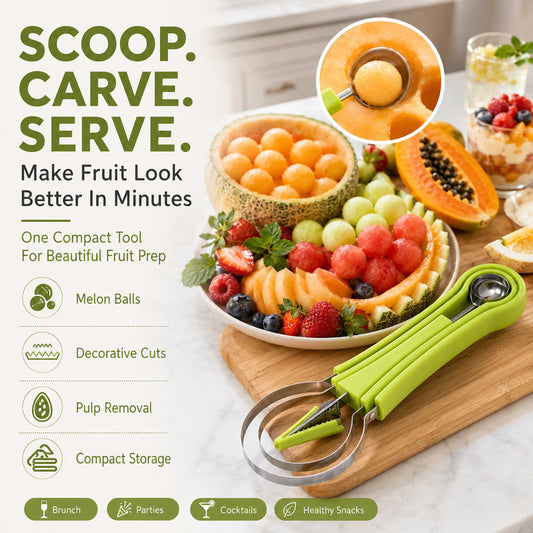 3-in-1 Stainless Steel Fruit Prep Tool