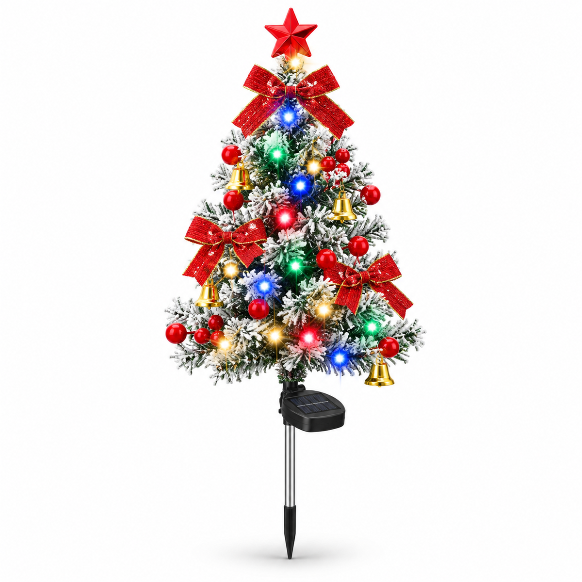 🎄 Solar LED Christmas Tree Stake Lights | Festive Outdoor Yard Decor