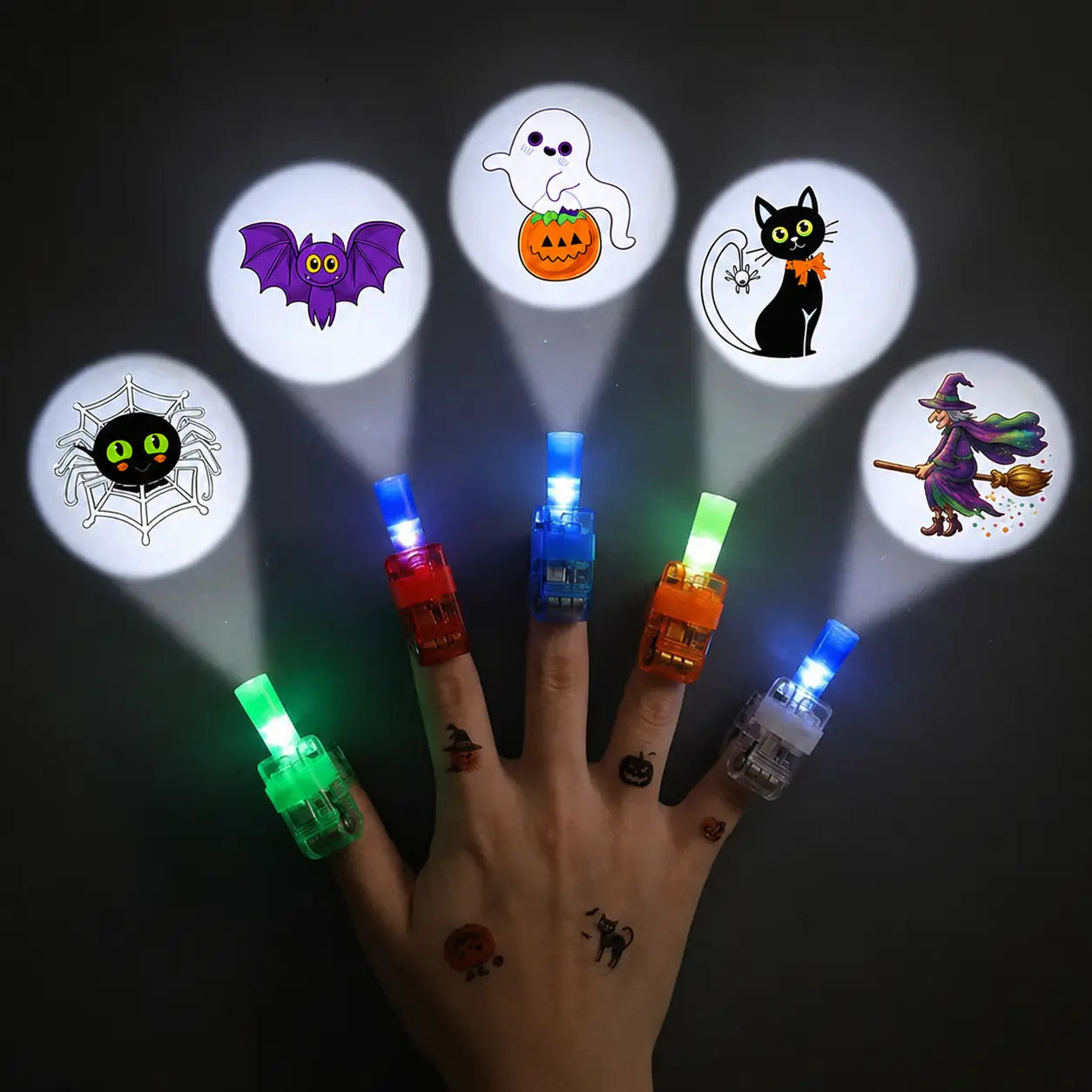 Halloween LED Projector Finger Lights, Glow in the Dark Finger Flashlights for Kids Party Favors