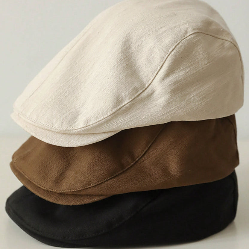 Vintage Linen Blend Ivy Flat Cap, Women Breathable Cabbie Newsboy Hat for Casual Daily Outfit