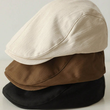 Vintage Linen Blend Ivy Flat Cap, Women Breathable Cabbie Newsboy Hat for Casual Daily Outfit