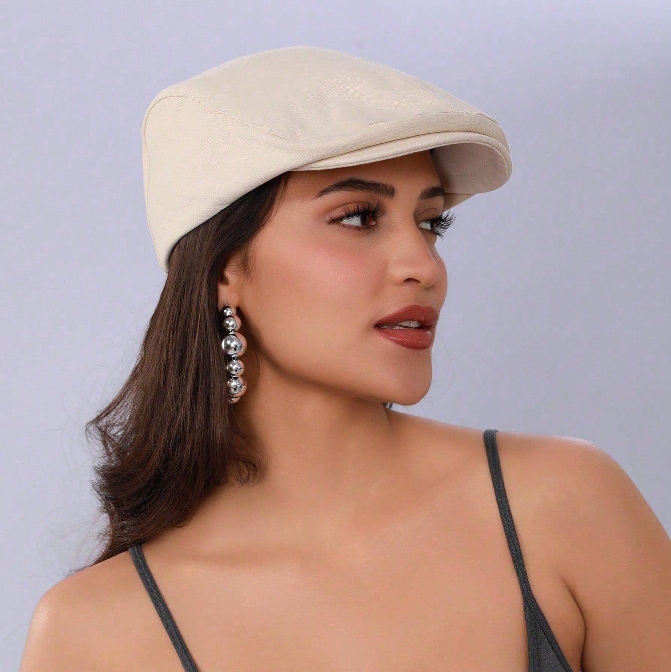 Vintage Linen Blend Ivy Flat Cap, Women Breathable Cabbie Newsboy Hat for Casual Daily Outfit