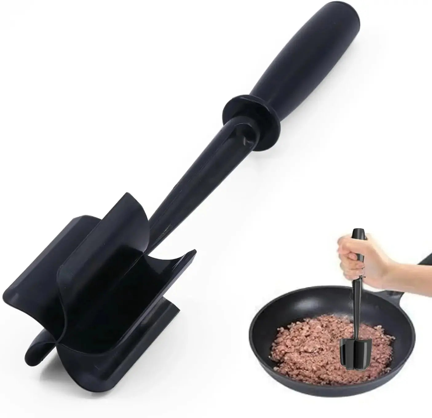 Meat Chopper Hamburger Masher | Get Even‑Sized Meat Crumbles With 5 Beveled Pinwheel Blades