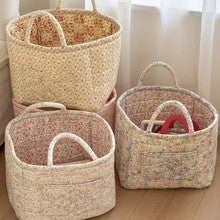 Floral Quilted Storage Basket – Machine Washable, Large Capacity Storage for Home & Car