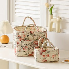 Floral Quilted Storage Basket – Machine Washable, Large Capacity Storage for Home & Car