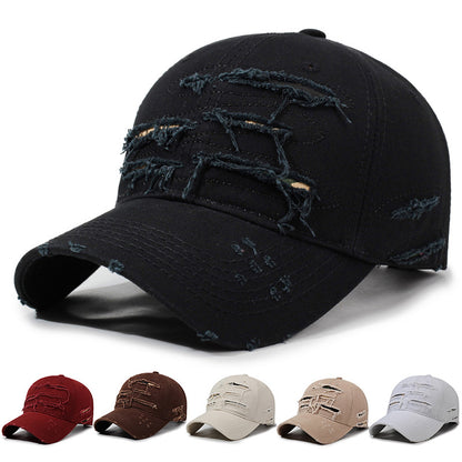 Vintage Distressed Baseball Cap – Washed Ripped Dad Hat for Men & Women