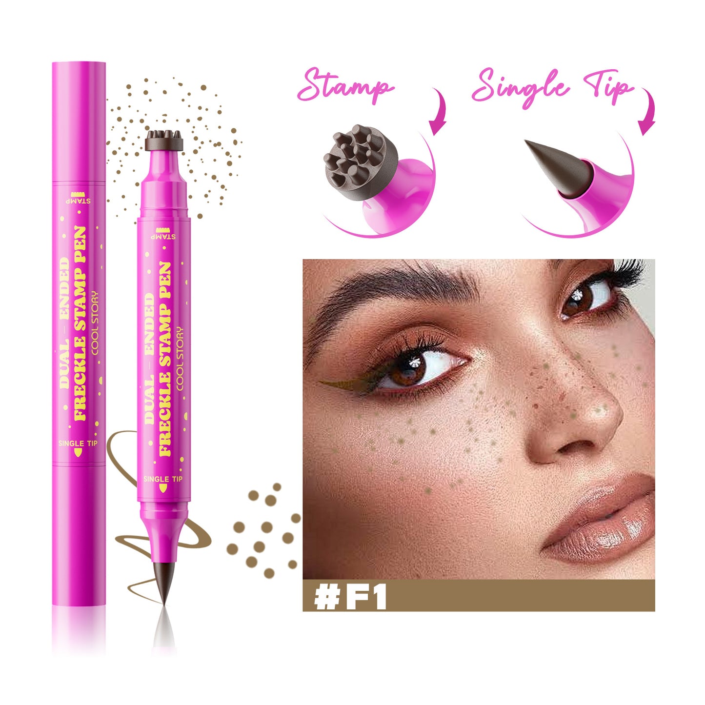 2-in-1 Long-Lasting Waterproof Faux Freckle Stamp & Fine Tip Pen - Natural-looking