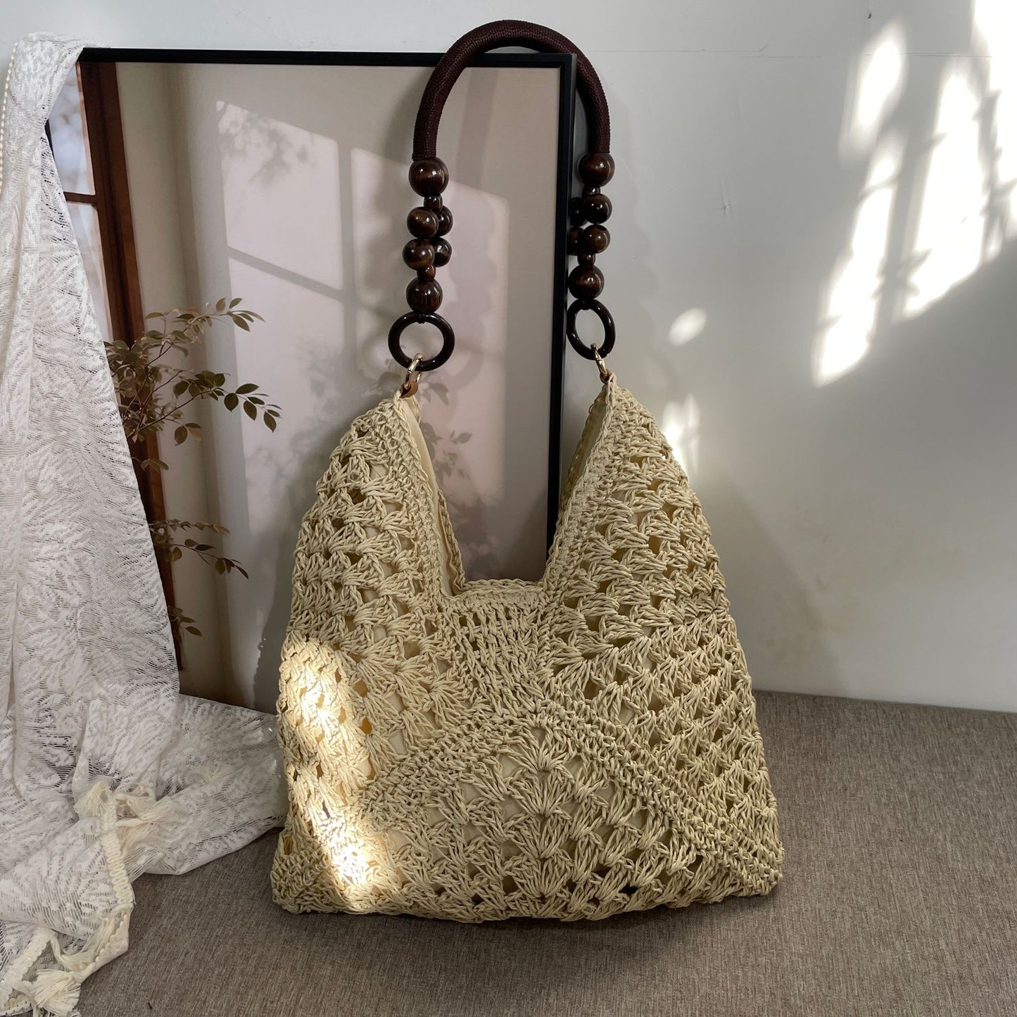 Women's Handmade Woven Straw Shoulder Bag