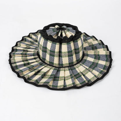 Women's Pleated Wide Brim Sun Hat – Foldable, UPF 50+ & Ponytail-Friendly