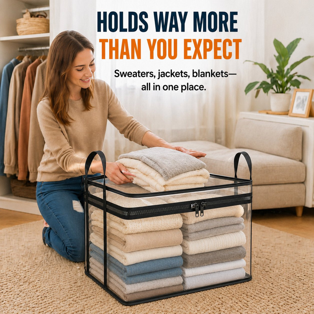 🔥Last Day 49% OFF📦Portable Large Heavy-Duty Thick Plastic Clear Storage Box with Hinged Lid | Home, Travel & Camping
