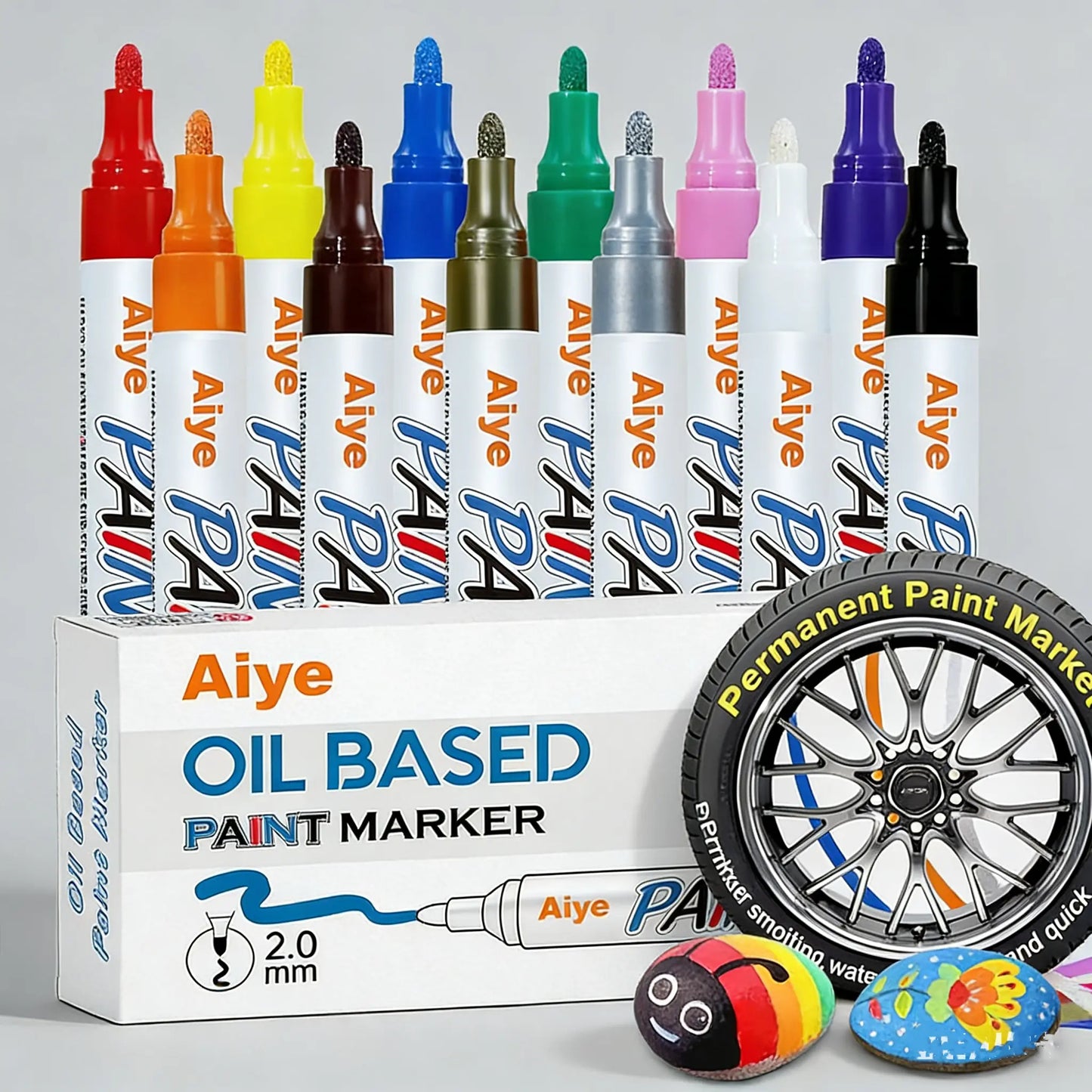 12 Colors Permanent Paint Marker Set Waterproof, Quick-Dry & Multi-Surface Use