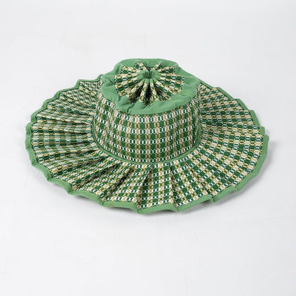Women's Pleated Wide Brim Sun Hat – Foldable, UPF 50+ & Ponytail-Friendly