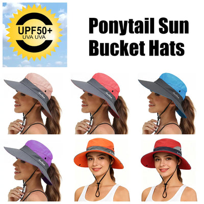 Ponytail Wide Brim Sun Hat