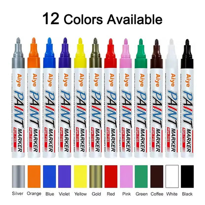 12 Colors Permanent Paint Marker Set Waterproof, Quick-Dry & Multi-Surface Use