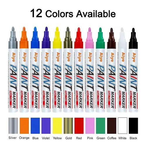 12 Colors Permanent Paint Marker Set Waterproof, Quick-Dry & Multi-Surface Use
