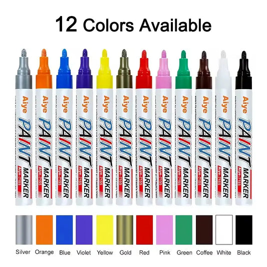 12 Colors Permanent Paint Marker Set Waterproof, Quick-Dry & Multi-Surface Use