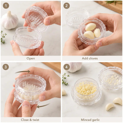 Transparent Manual Garlic Twister Mini Grinder for Kitchen Prep