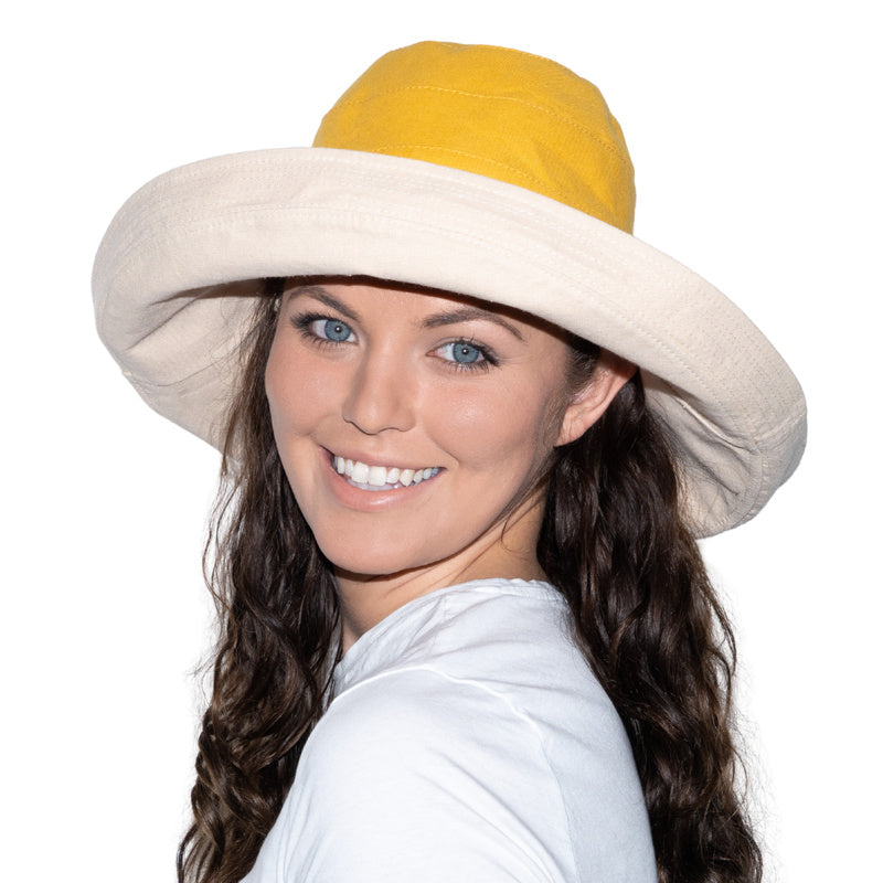 Women's Reversible Cotton Linen Wide Brim Sun Hat for Beach & Travel