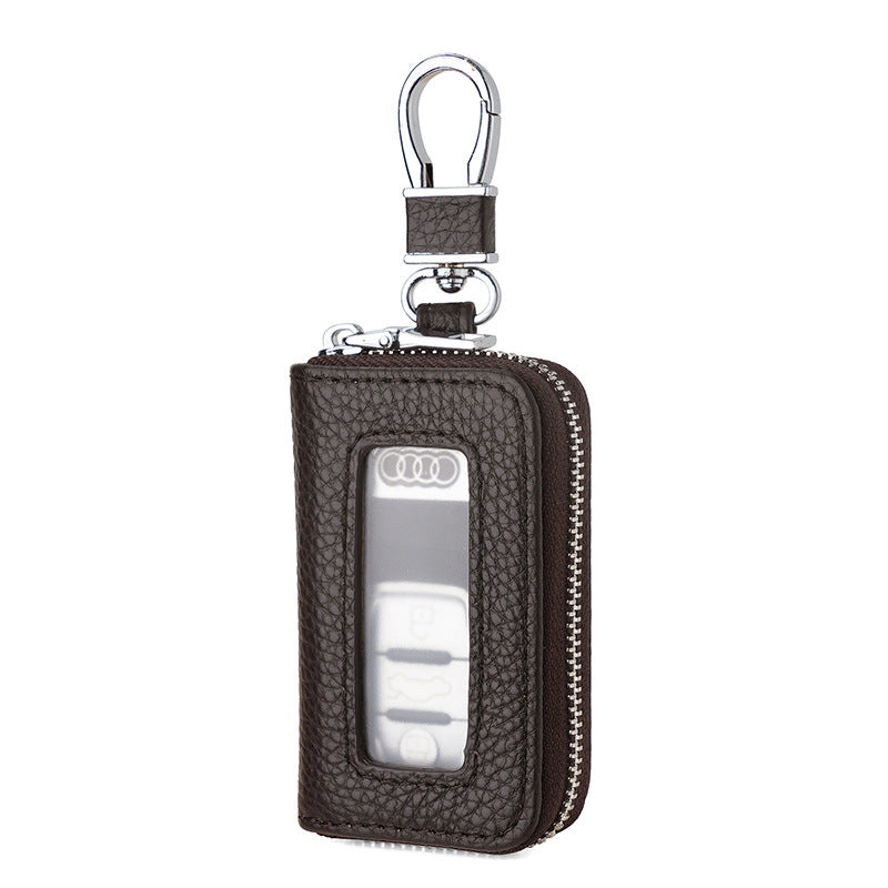 Leather Car Key Case with Viewing Window