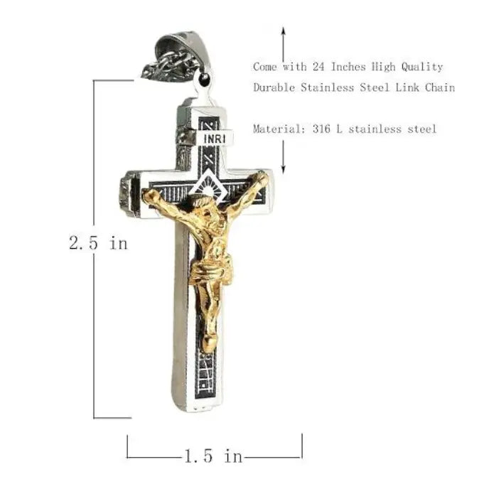 Men’s Minimalist Stainless Steel Cross Necklace – Engraved Faith Pendant