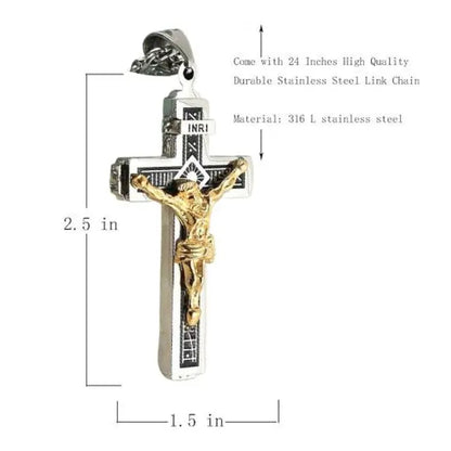 Men’s Minimalist Stainless Steel Cross Necklace – Engraved Faith Pendant
