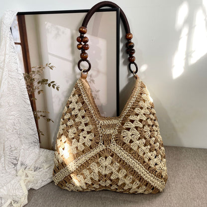 Women's Handmade Woven Straw Shoulder Bag