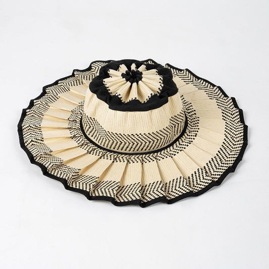 Women's Pleated Wide Brim Sun Hat – Foldable, UPF 50+ & Ponytail-Friendly
