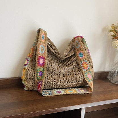 Women's Retro Boho Floral Patchwork Crossbody Messenger Bag for Travel, Shopping & Everyday Use