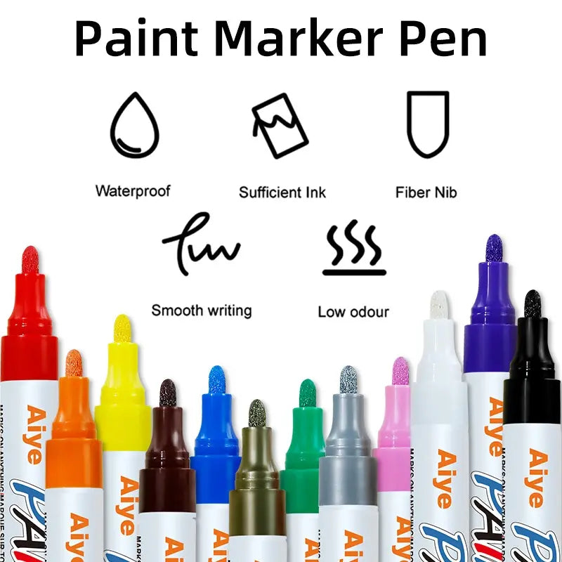 12 Colors Permanent Paint Marker Set Waterproof, Quick-Dry & Multi-Surface Use