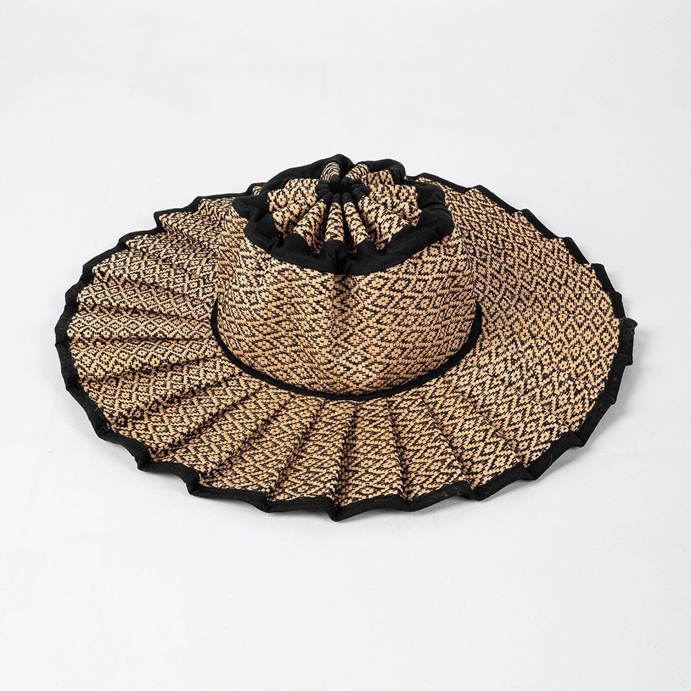 Women's Pleated Wide Brim Sun Hat – Foldable, UPF 50+ & Ponytail-Friendly