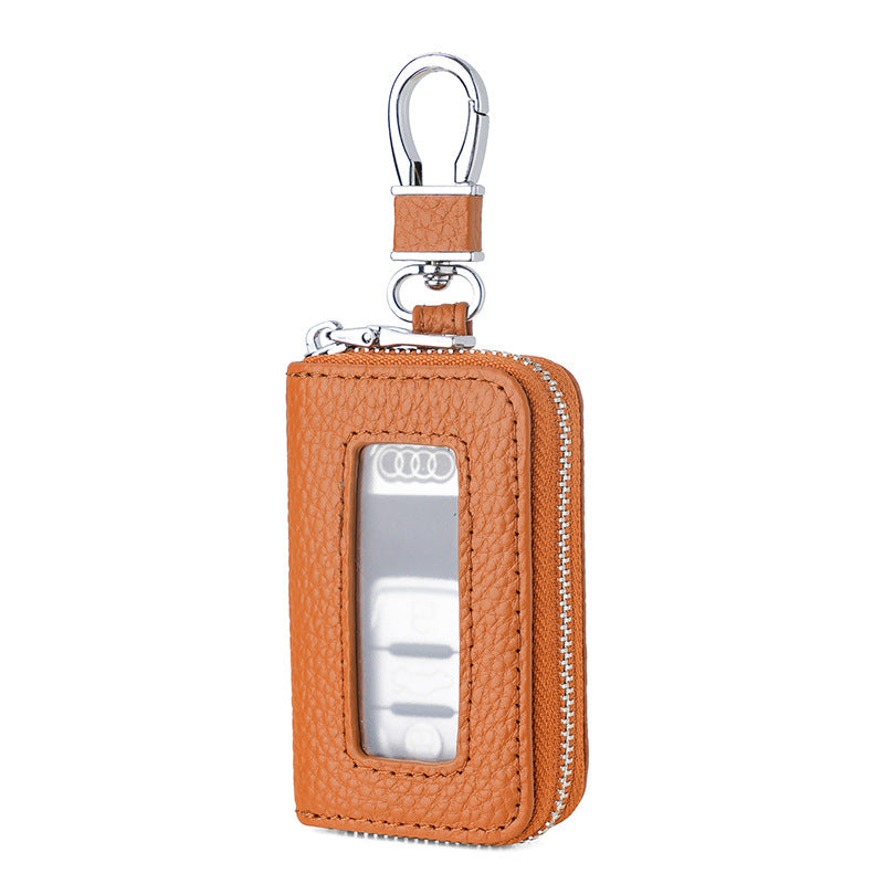 Leather Car Key Case with Viewing Window