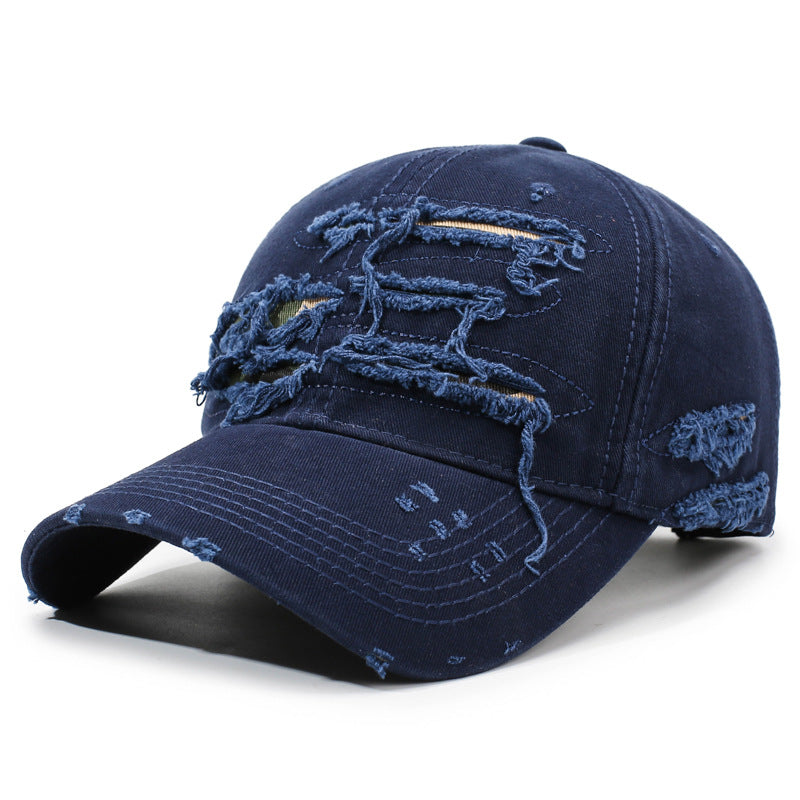 Vintage Distressed Baseball Cap – Washed Ripped Dad Hat for Men & Women