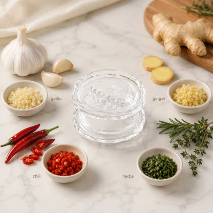 Transparent Manual Garlic Twister Mini Grinder for Kitchen Prep