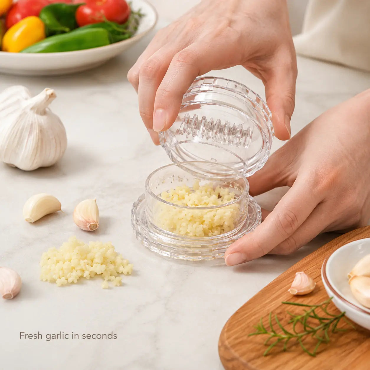 Transparent Manual Garlic Twister Mini Grinder for Kitchen Prep
