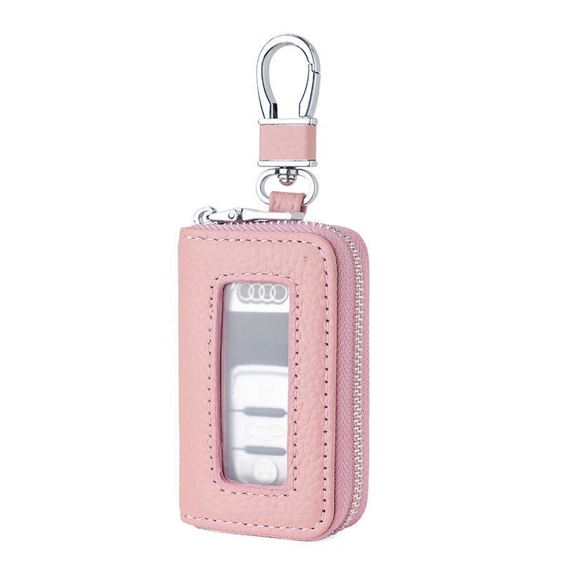 Leather Car Key Case with Viewing Window